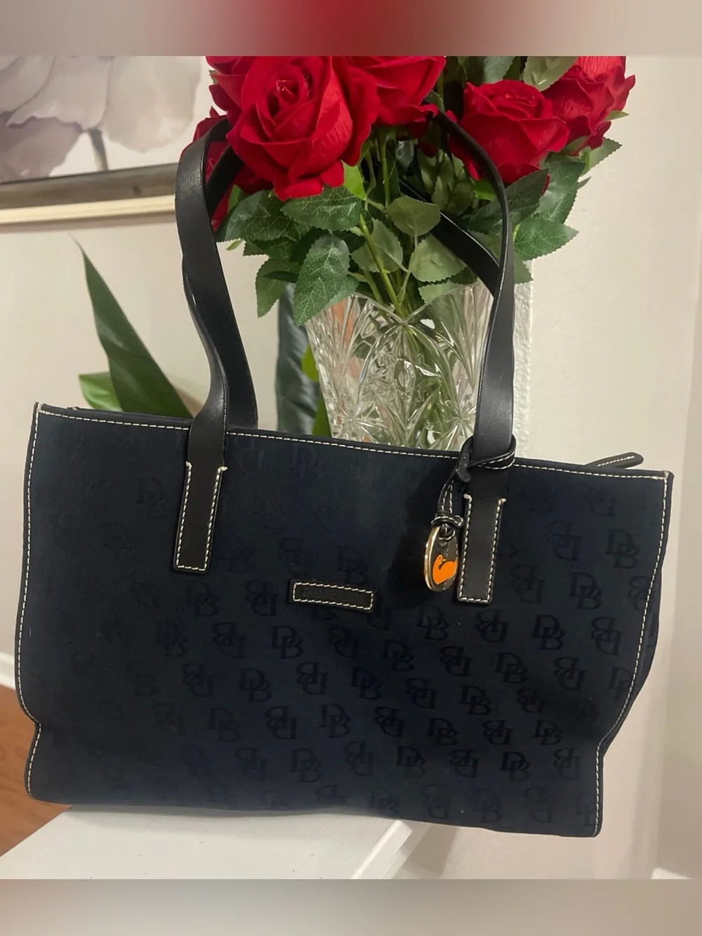 DOONEY & BOURKE Shoulder Handbag Black  Leather and Canvas